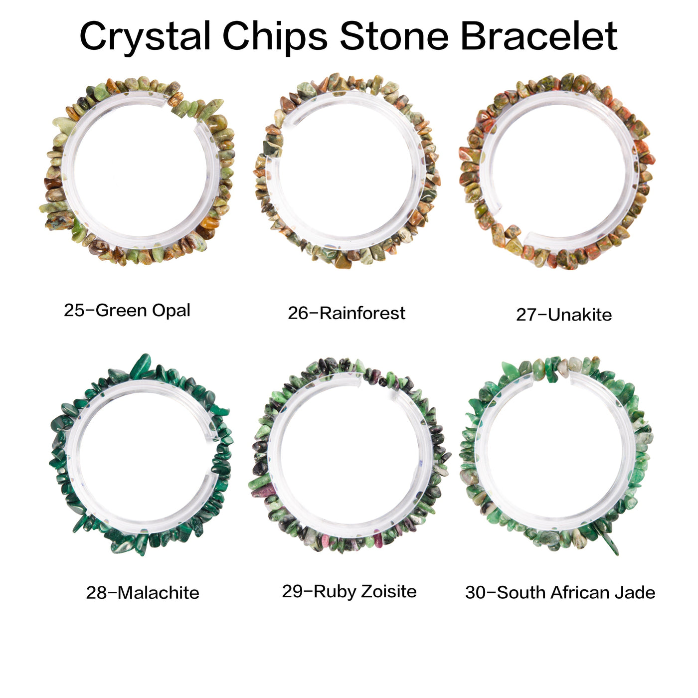Natural crystal chips bracelet 100 kinds of bracelets No.71-100