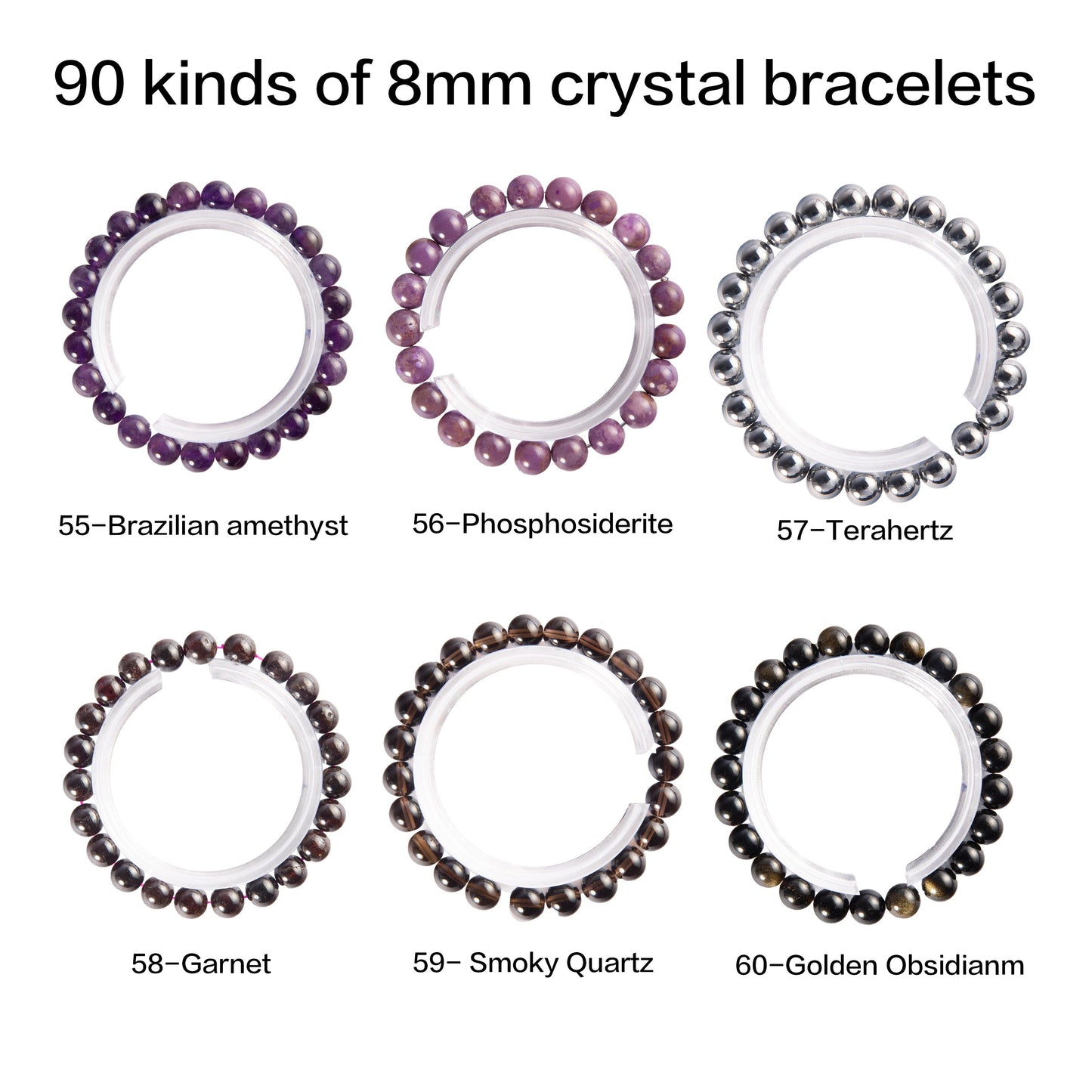 Crystal bracelet 90 kinds of 8mm Natural bracelets No.1-70