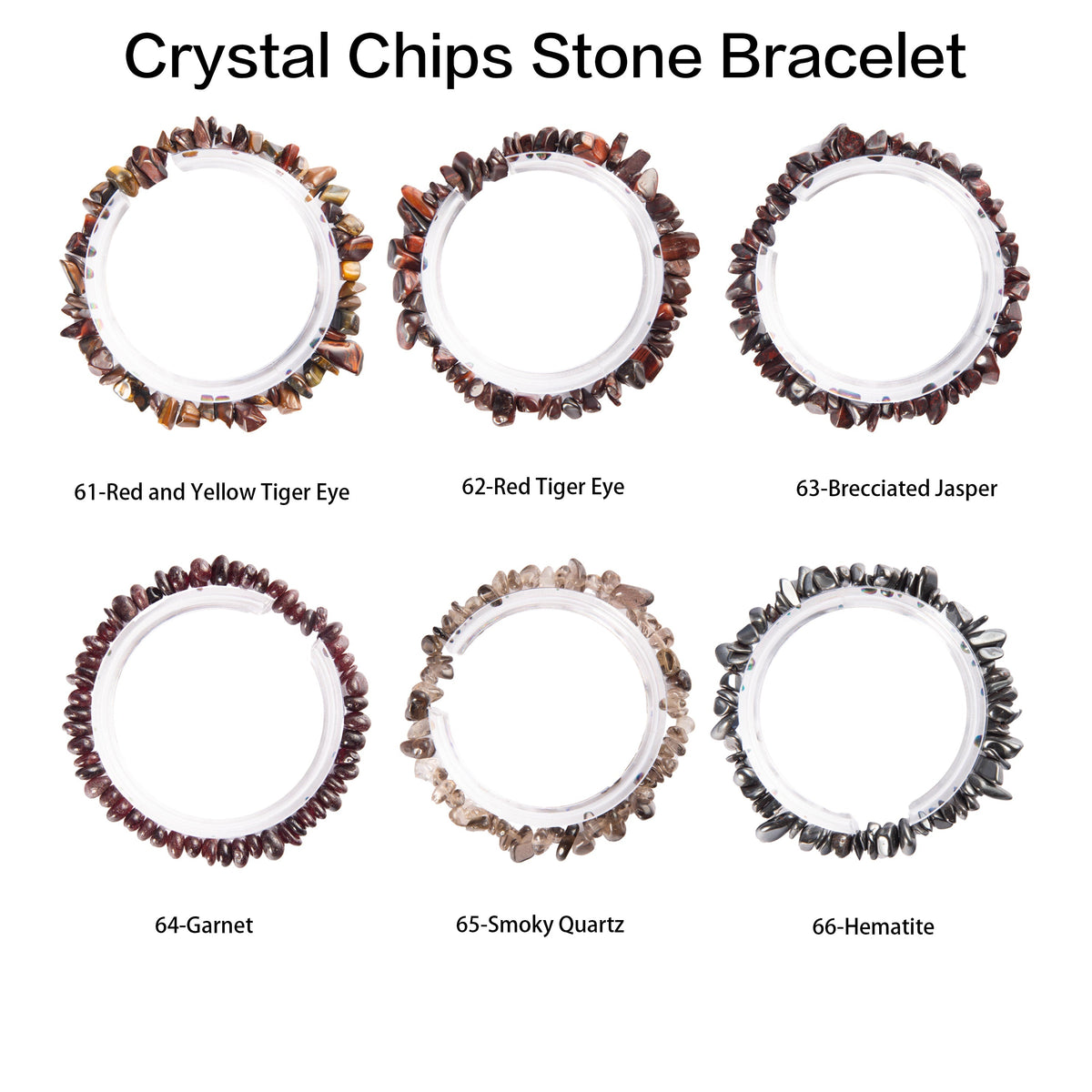Natural crystal chips bracelet 100 kinds of bracelets No.1-70