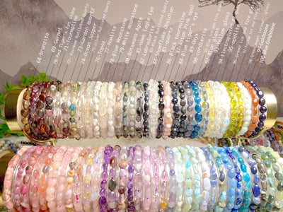 Crystal bracelet tumbled stretch healing gift for her for women 100 kinds No.71-100