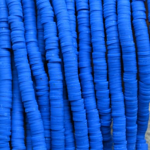 6X1MM Dark Blue Heishi Beads,Polymer Clay African Disc Beads,Wholesale Vinyl Heishi DIY Making Jewelry Beads,380~400 Pieces Per Strand.#16