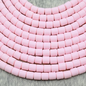 6x6MM Vinly Cylindrical Beads,Pink Color Polymer Clay Wholesale Heishi Beads Collection: Polymer Clay & Vinyl Heishi for Dynamic Jewelry Designs