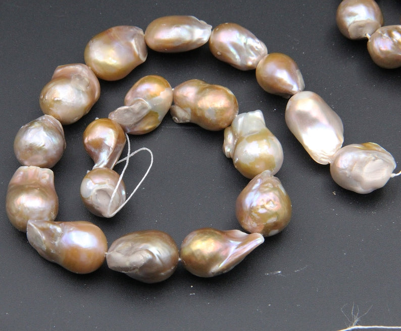 Baroque 15~20X20~28MM Discover the Elegance of Freshwater Pearls: Large Hole Baroque Pearl Beads for Unique Jewelry