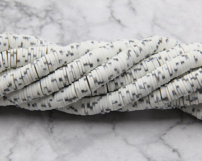 6mm/8mm Vinyl Heishi Beads,White/Black Wholesale Heishi Beads Collection: Polymer Clay & Vinyl Heishi for Dynamic Jewelry Designs