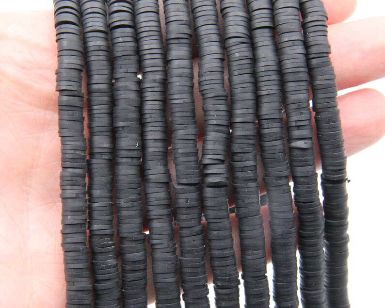 Black Vinyl Heishi Beads,4mm/6mm/8mm Vinyl BeadsWholesale Heishi Beads Collection: Polymer Clay & Vinyl Heishi for Dynamic Jewelry Designs