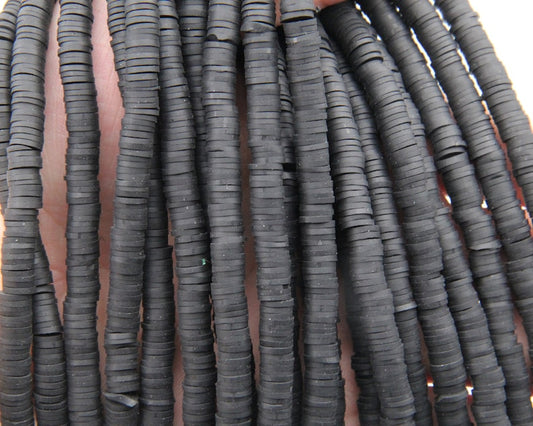 Black Vinyl Heishi Beads,4mm/6mm/8mm Vinyl BeadsWholesale Heishi Beads Collection: Polymer Clay & Vinyl Heishi for Dynamic Jewelry Designs