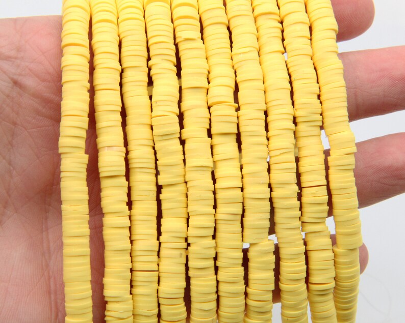 Yellow Vinyl Heishi Beads,4mm/6mm/8mm Wholesale Heishi Beads Collection: Polymer Clay & Vinyl Heishi for Dynamic Jewelry Designs