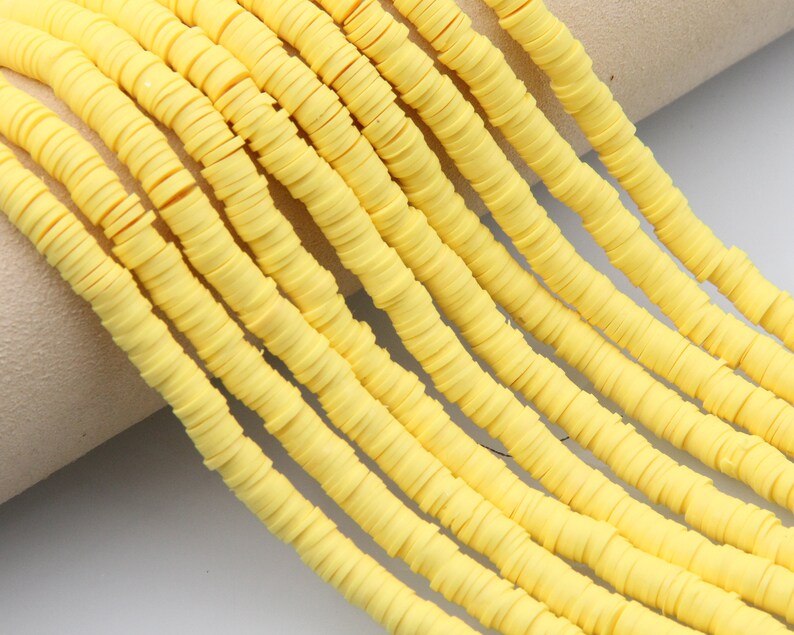 Yellow Vinyl Heishi Beads,4mm/6mm/8mm Wholesale Heishi Beads Collection: Polymer Clay & Vinyl Heishi for Dynamic Jewelry Designs
