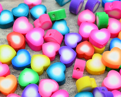 50 Pieces/10mm Heart Polymer Clay Beads,Wholesale Heishi Beads Collection: Polymer Clay & Vinyl Heishi for Dynamic Jewelry Designs