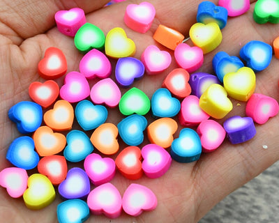 50 Pieces/10mm Heart Polymer Clay Beads,Wholesale Heishi Beads Collection: Polymer Clay & Vinyl Heishi for Dynamic Jewelry Designs