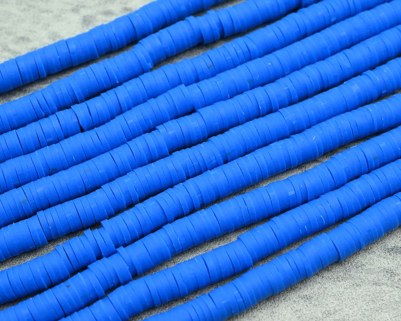 6X1MM Dark Blue Heishi Beads,Polymer Clay African Disc Beads,Wholesale Vinyl Heishi DIY Making Jewelry Beads,380~400 Pieces Per Strand.#16