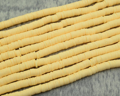 6X1MM Light Yellow Heishi Beads,Polymer Clay African Disc Beads,WholesaleWholesale Heishi Beads Collection: Polymer Clay & Vinyl Heishi for Dynamic Jewelry Designs