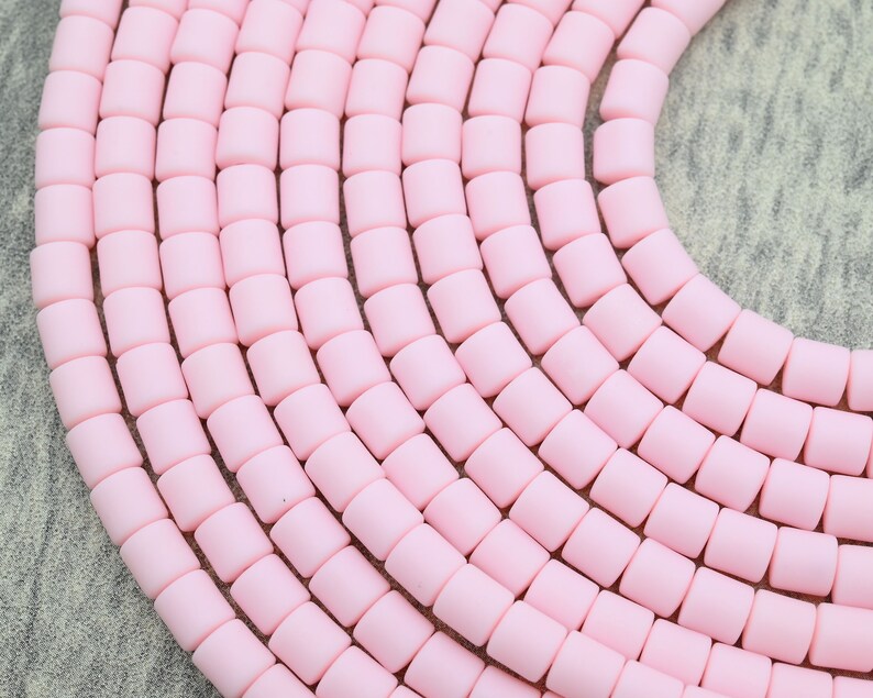 6x6MM Vinly Cylindrical Beads,Pink Color Polymer Clay Wholesale Heishi Beads Collection: Polymer Clay & Vinyl Heishi for Dynamic Jewelry Designs