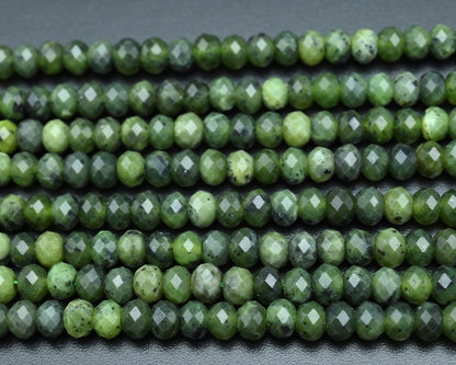 4x6MM Green Jade Faceted Rondelle Beads - Perfect for Elegant Jewelry and Personalized Gifts