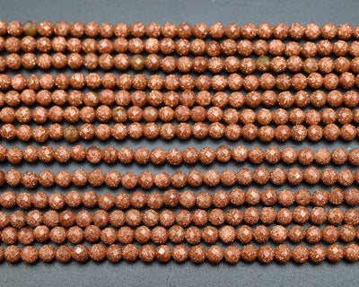 Natural Red Goldstone Faceted Round Beads,2mm/3mm/4mm Loose Faceted Beads,For Jewelry DIY Making Beads,Bracelet Making Beads.Wholesale Beads