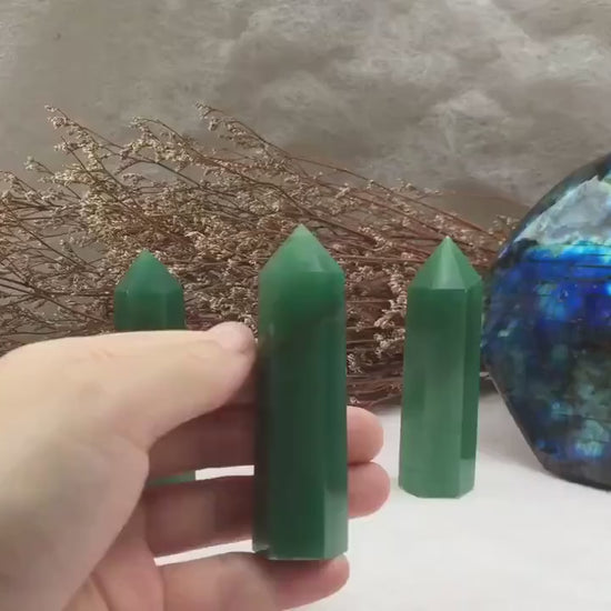 Green Aventurine Tower,Green Aventurine Point,Crystal Tower/Wand,Healing Crystal,Reiki Chakra Stone,Home Decor,For Gift
