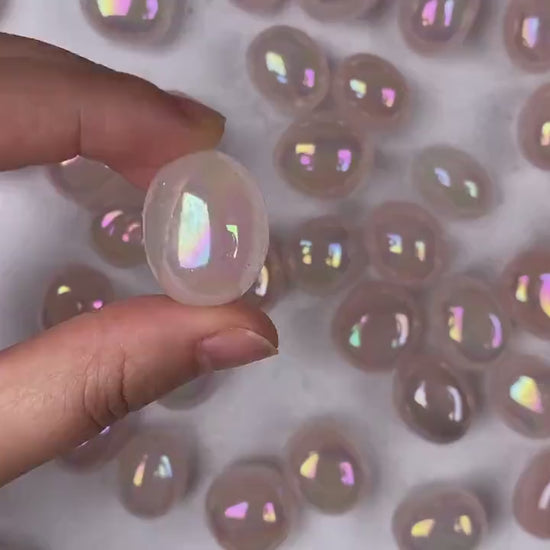 Aura Rose Quartz Tumble Stone 20-30mm 100g，Healing Crystal，Home Decor，For Gift