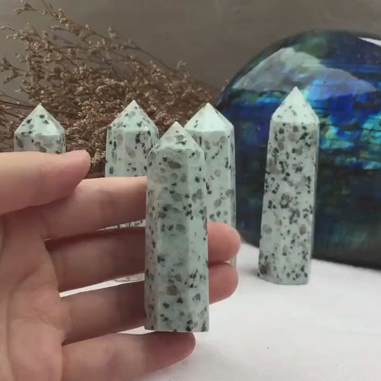 Kiwi Jasper  Tower,Kiwi Jasper Point,Crystal Tower/Wand,Healing Crystal,Reiki Chakra Stone,Home Decor,For Gift