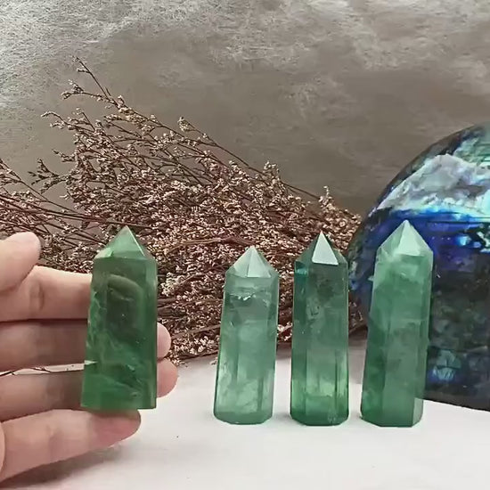 Green Fluorite Tower，Fluorite Point，Crystal Tower/Wand，Healing Crystal，Reiki Chakra Stone，Home Decor，For Giftwa