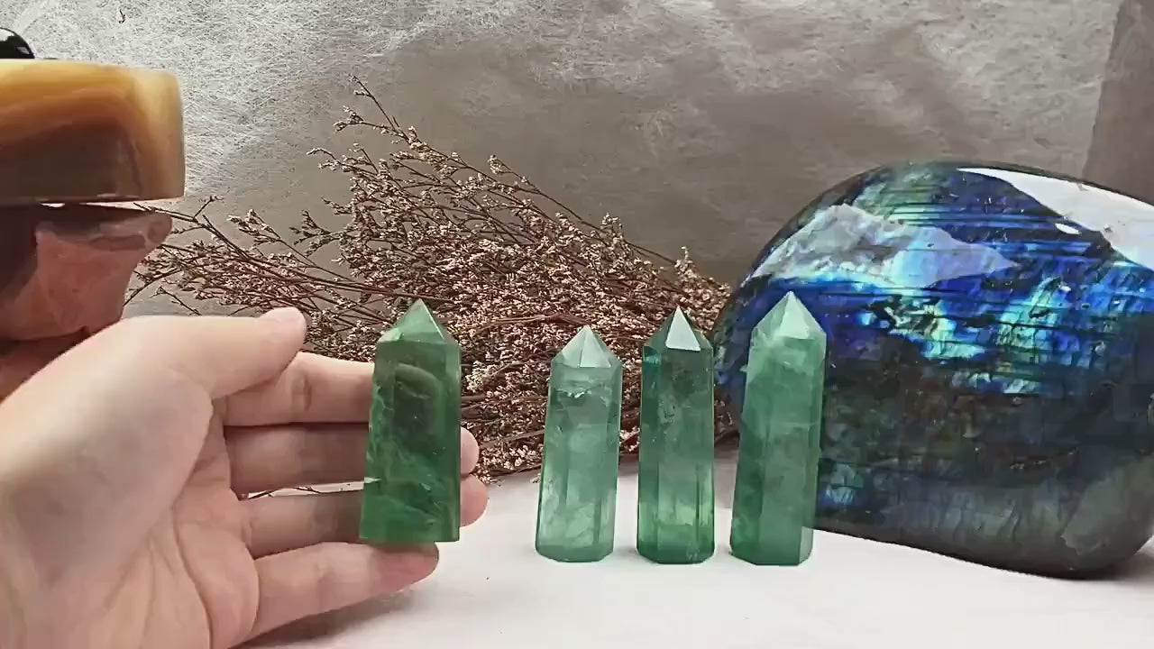 Green Fluorite Tower，Fluorite Point，Crystal Tower/Wand，Healing Crystal，Reiki Chakra Stone，Home Decor，For Giftwa