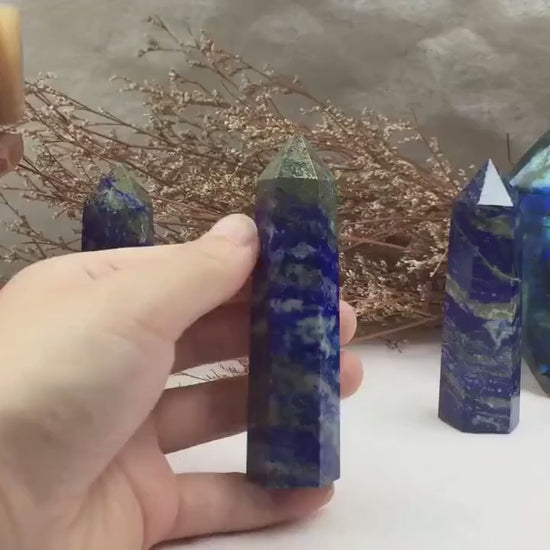 Lapis Lazuli Tower Blue Gemstone Crystal for Meditation Healing Energy, Spiritual Decor, Reiki Charged, Home Office Accent, Unique Gift Idea