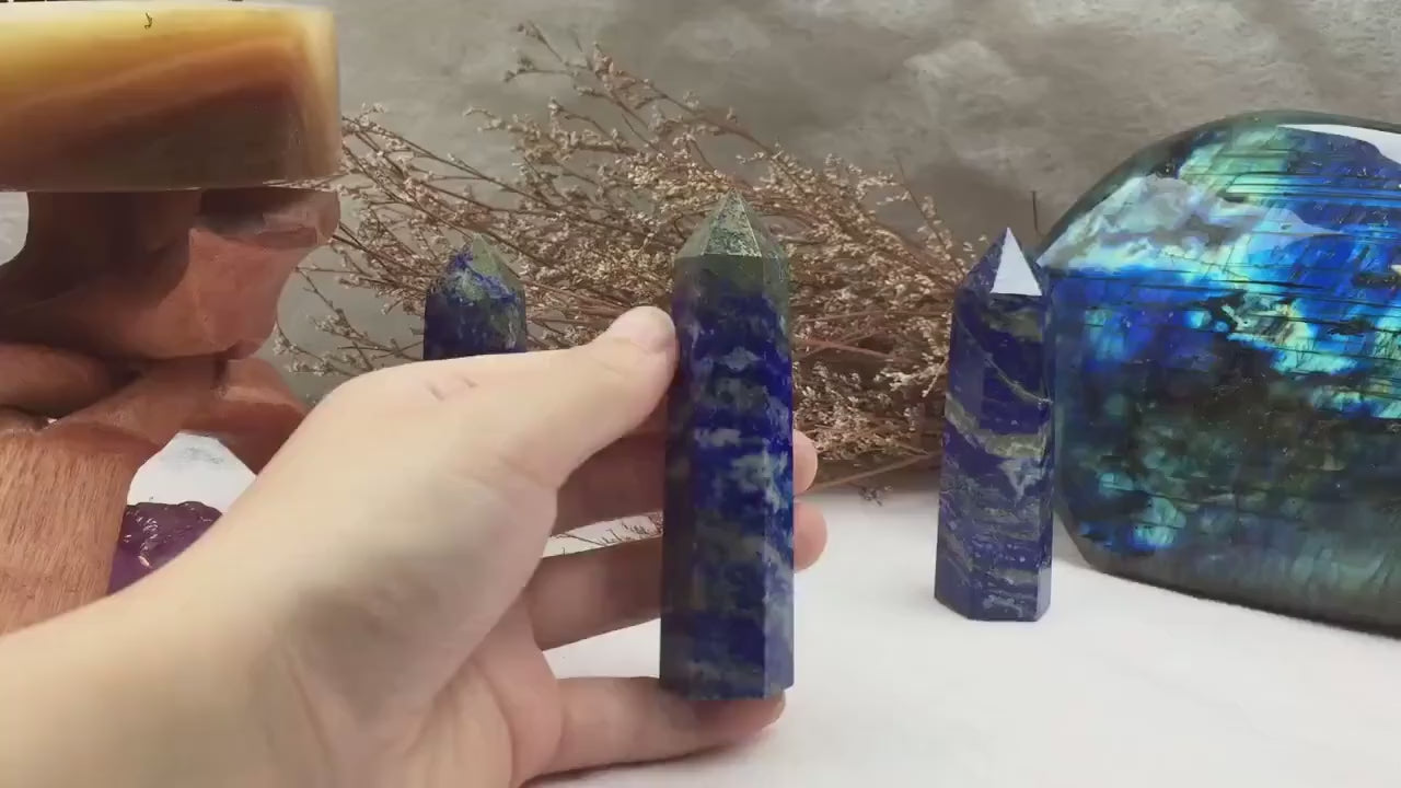 Lapis Lazuli Tower Blue Gemstone Crystal for Meditation Healing Energy, Spiritual Decor, Reiki Charged, Home Office Accent, Unique Gift Idea