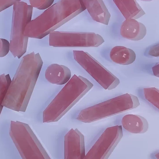Natural Rose Quartz Tower, Healing Crystal Point, 1.5''-6'' - Promote Love, Emotional Healing & Balance