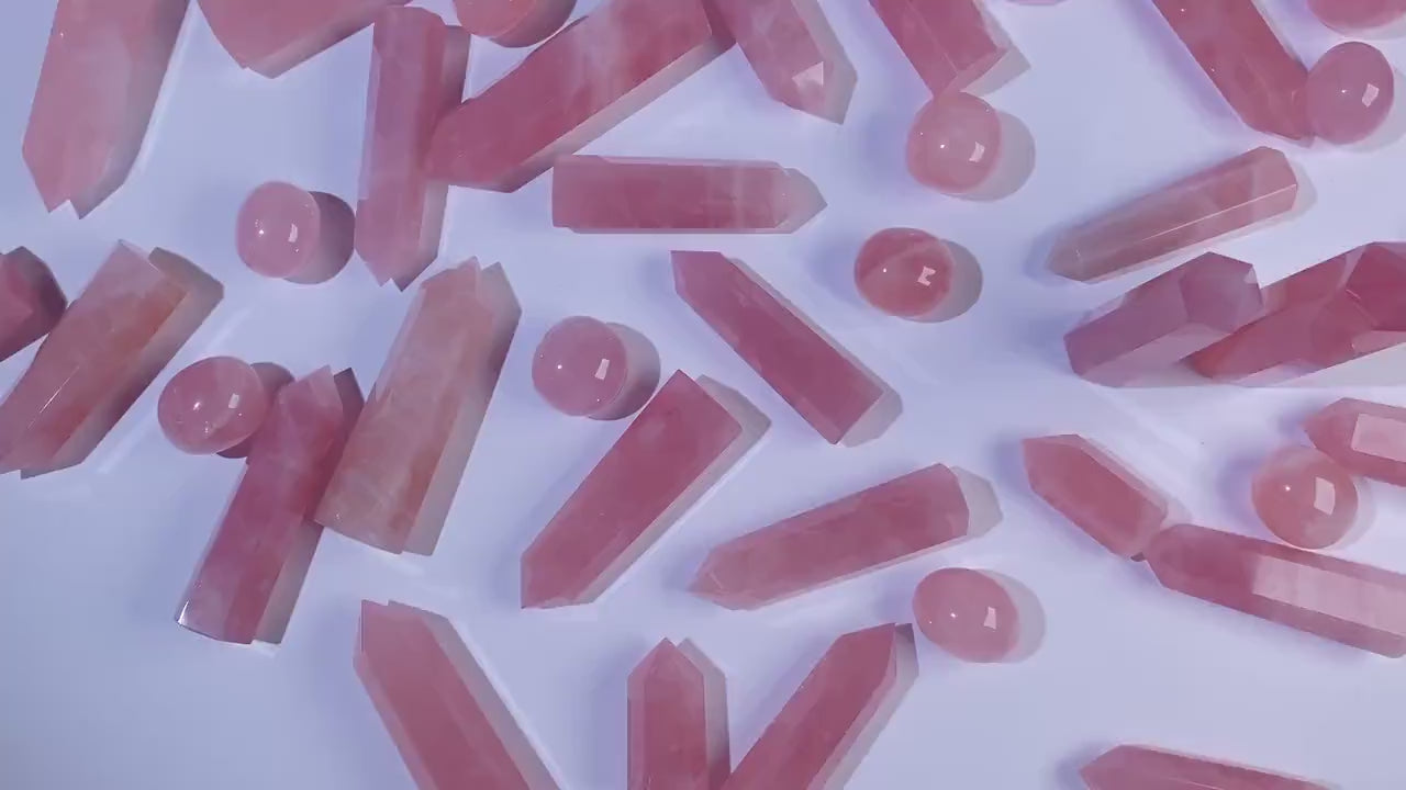Natural Rose Quartz Tower, Healing Crystal Point, 1.5''-6'' - Promote Love, Emotional Healing & Balance