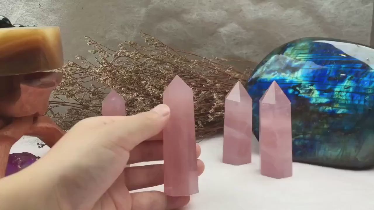 Rose Quartz Tower, Meditation Crystal, Love Attraction, Healing Stone, Spiritual Decor, Yoga Accessory, Unique Gift, Crystal Therapy, Home