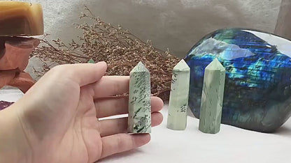 Dendritic Jade Tower,Dendritic Jade Point,Crystal Tower/Wand,Healing Crystal,Reiki Chakra Stone,Home Decor,For Gift