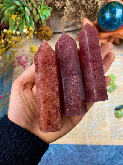 Strawberry Quartz Crystal Tower – Meditation & Home Decor