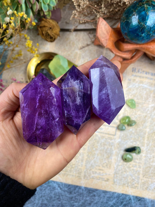 Amethyst Double-Terminated Point – Natural Crystal Tower