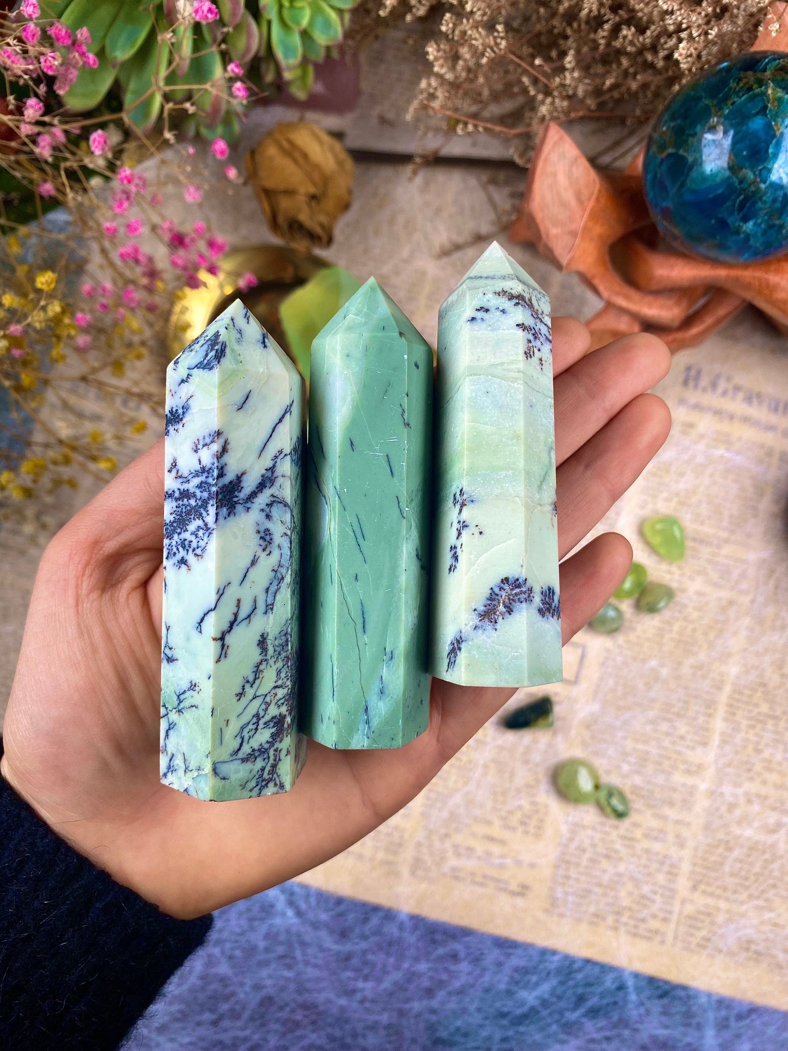 Dendritic Jade Tower – Natural Crystal Point