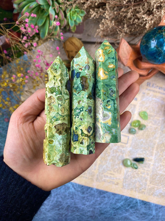 Rainforest Jasper Tower – Natural Rhyolite Crystal Point