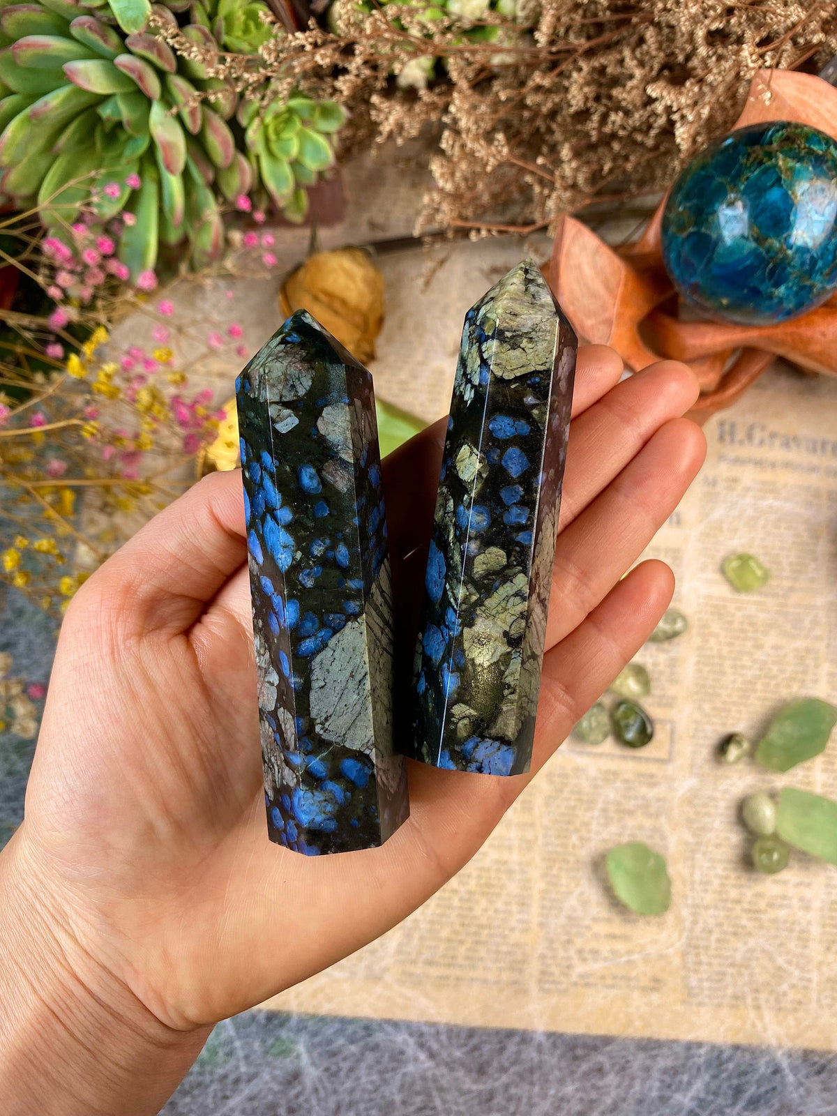 Blue Que Sera Tower Meditation Tool Energy Cleansing Crystal Point Aura Cleansing Crystal Point