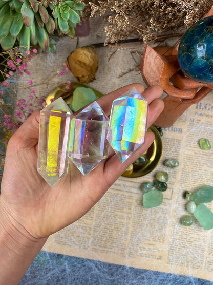 Double Terminated Aura Quartz Tower – Home Decor