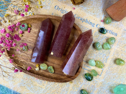 Strawberry Quartz Crystal Tower – Meditation & Home Decor