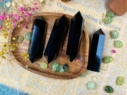 Double Terminated Black Obsidian Tower – Home Decor