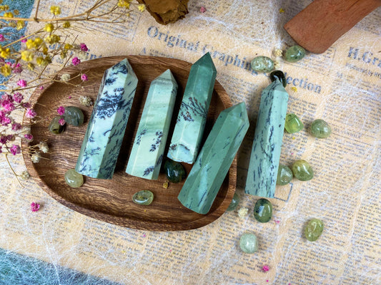 Dendritic Jade Tower – Natural Crystal Point