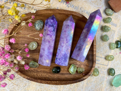 Aura Lepidolite Tower – Purple Mica Crystal Point