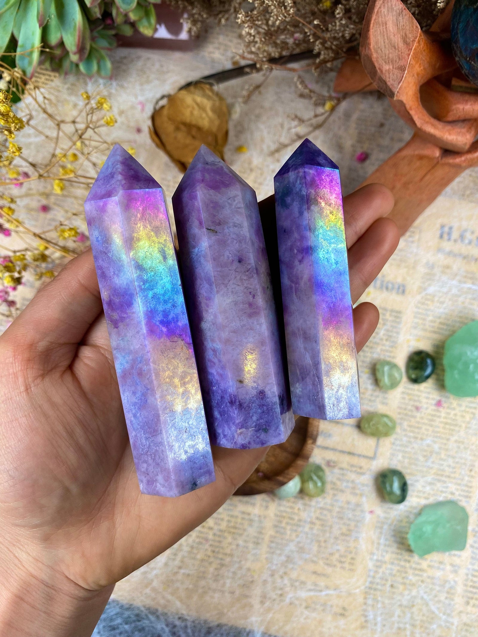 Aura Lepidolite Tower – Purple Mica Crystal Point