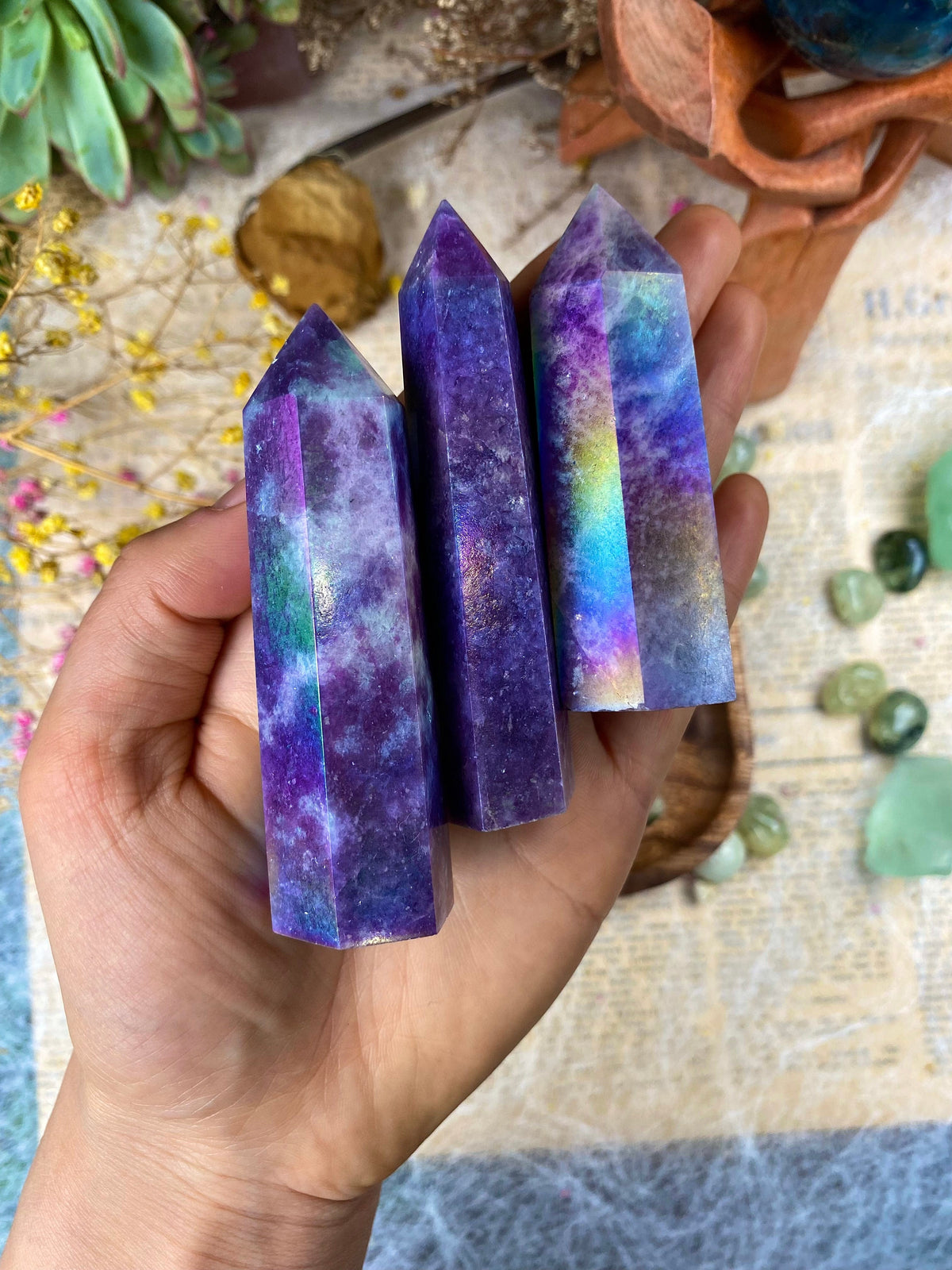Aura Lepidolite Tower – Purple Mica Crystal Point