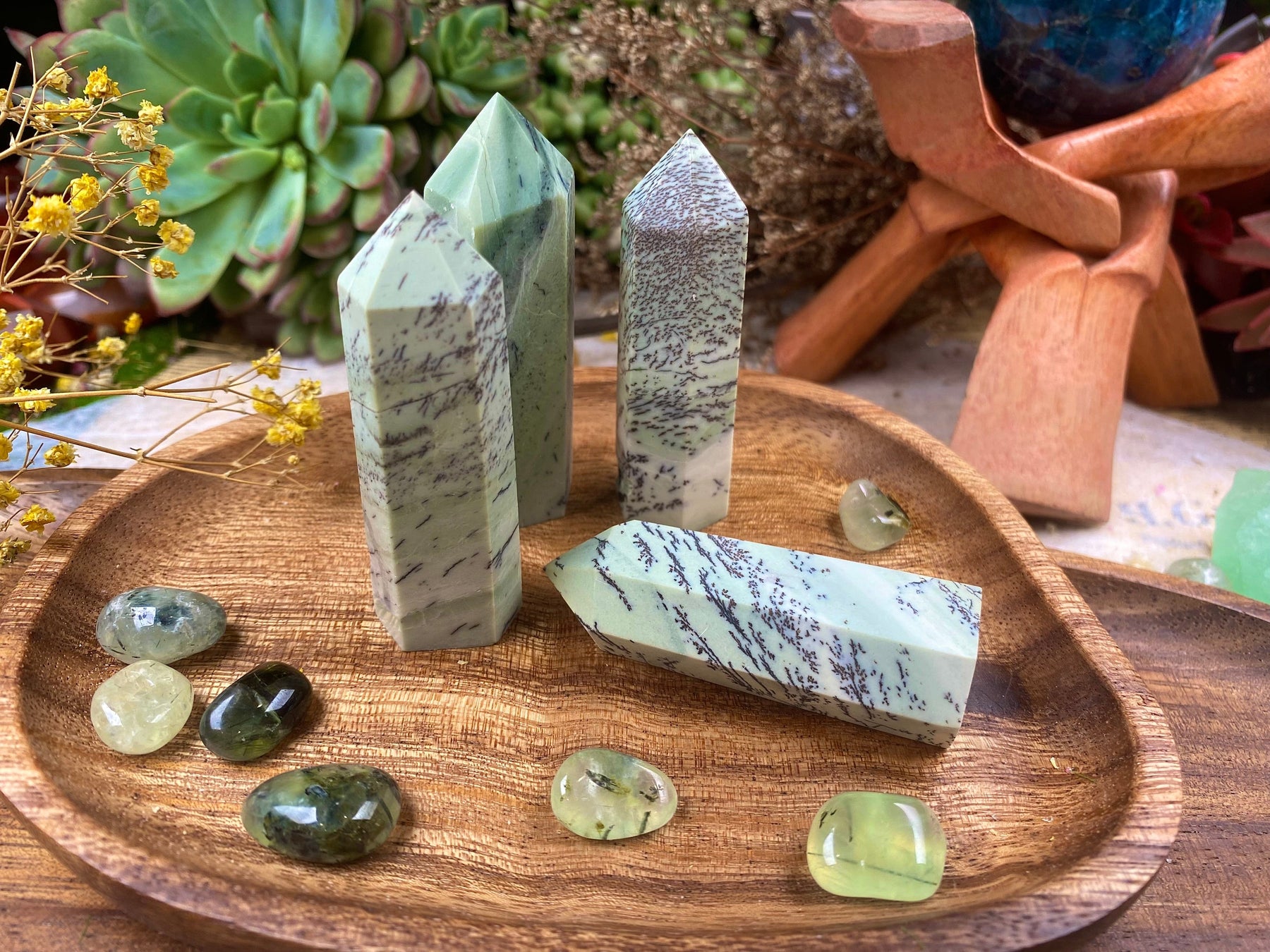 Dendritic Jade Tower Crystal Healing Healing Tower Chakra Stone Energy Balancing Stone