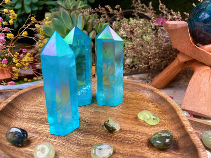 Aura Blue Quartz Tower – Natural Crystal Point