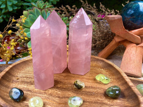 Rose Quartz Crystal tower  Love Attraction Crystal Rose Quartz Reiki Stone Soothing Energy Crystal
