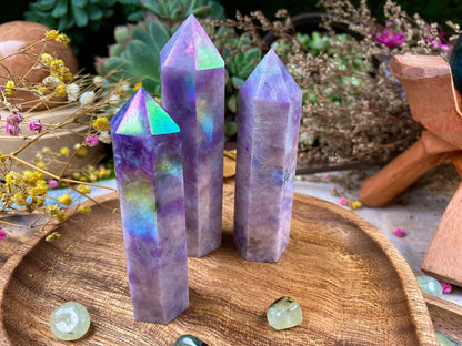 Aura Lepidolite Tower – Purple Mica Crystal Point