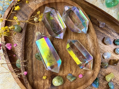 Double Terminated Aura Quartz Tower – Home Decor