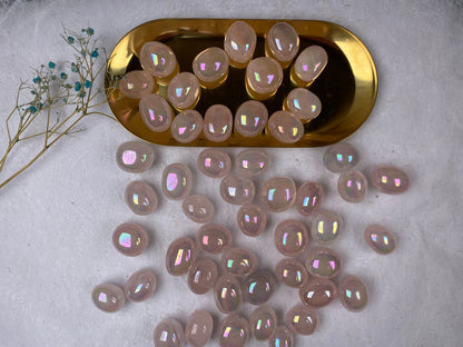 Aura Rose Quartz Tumble Stone 20-30mm 100g，Healing Crystal，Home Decor，For Gift