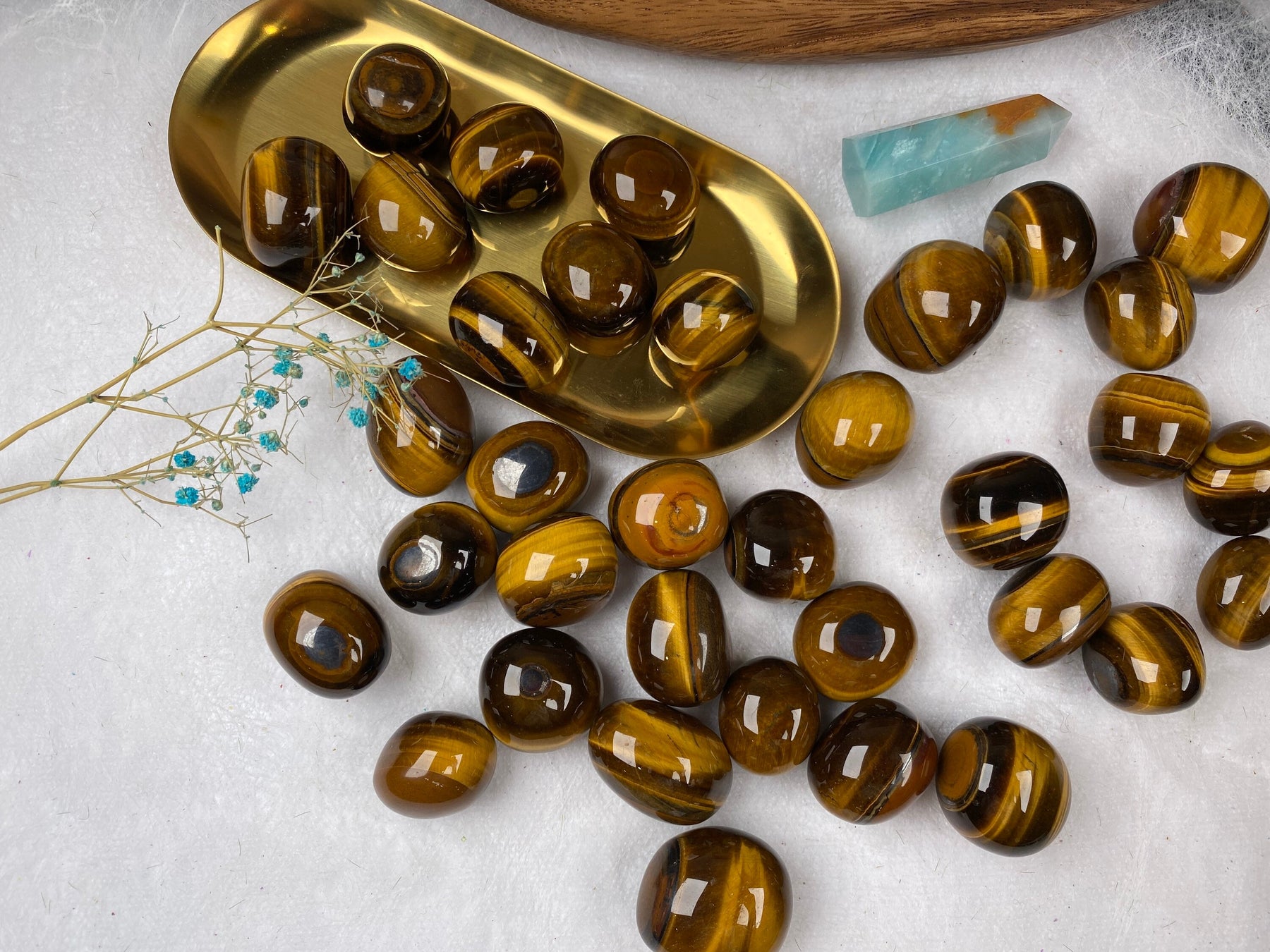 Tiger eye Tumble Stone 20-30mm 100g，Healing Crystal，Home Decor，For Gift