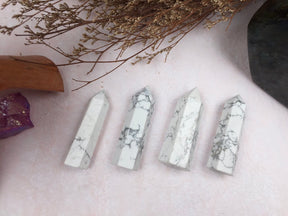 Howlite Tower，Howlite Point，Crystal Tower/Wand，Healing Crystal，Reiki Chakra Stone，Home Decor，For Gift